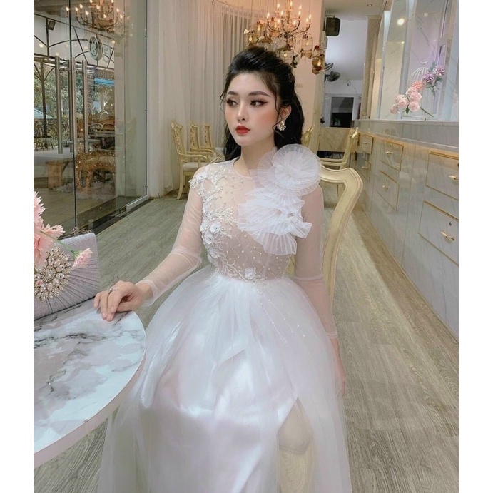 ĐẦM CÔNG CHÚA ĐÍNH HOA KẾT HẠT FULL SIZE S/M/L/xL
