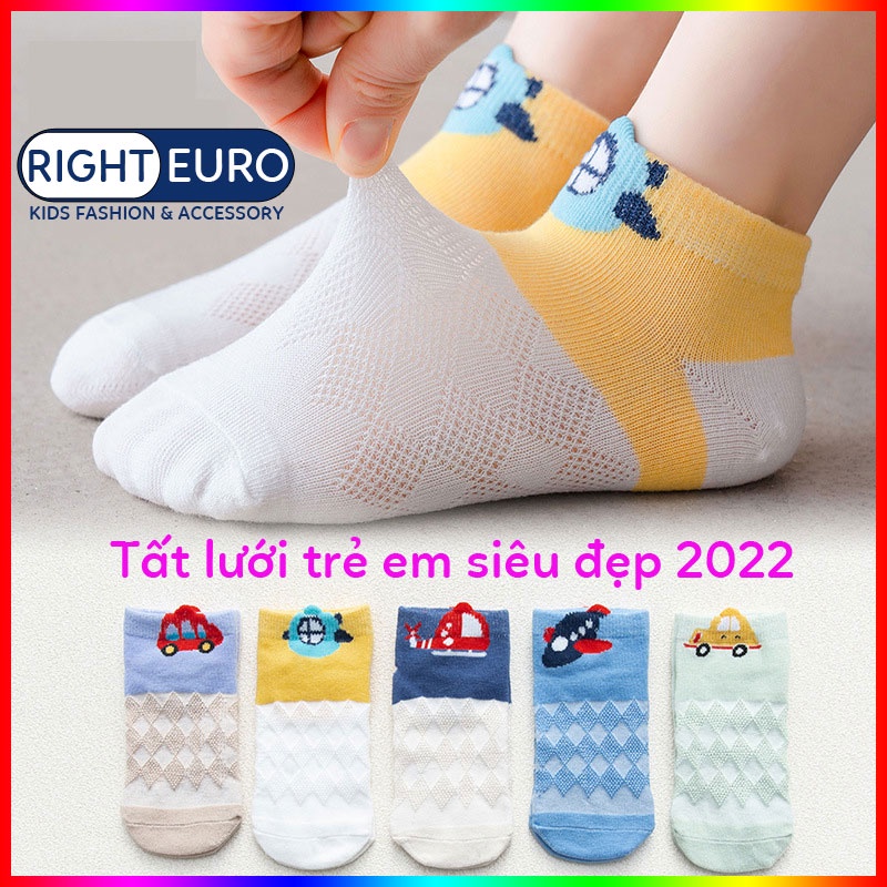 Set 5 Đôi Tất Lưới Cao Cấp Cho Bé RIGHT EURO 2022 Tất Điều Hòa Bé Trai Bé Gái Ống Ngắn Thoáng Khí Co Giãn Mùa Xuân 2288