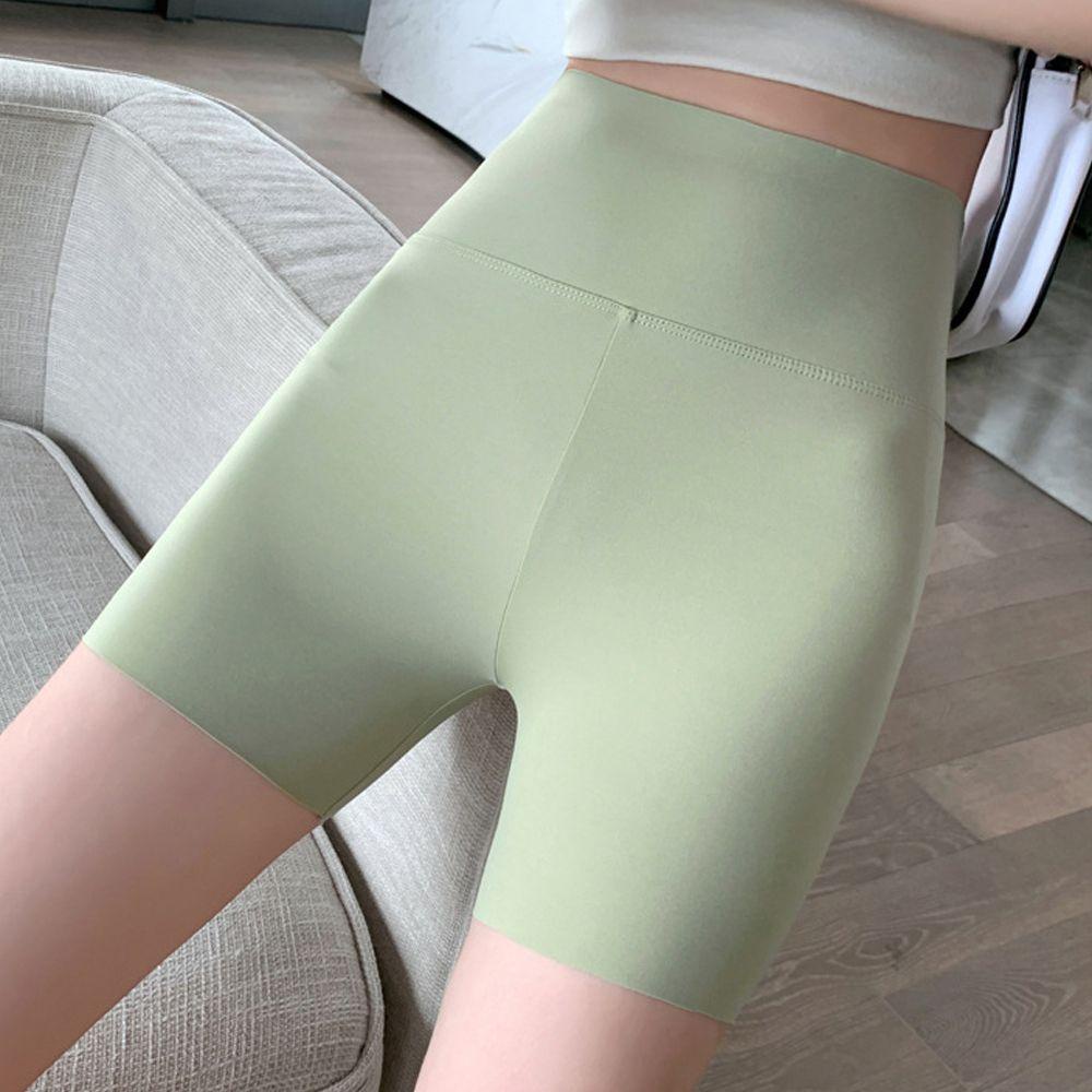 Quần Short Vải Lụa Lạnh Lưng Cao Thoáng Khí In Chữ Thời Trang Cho Nữ