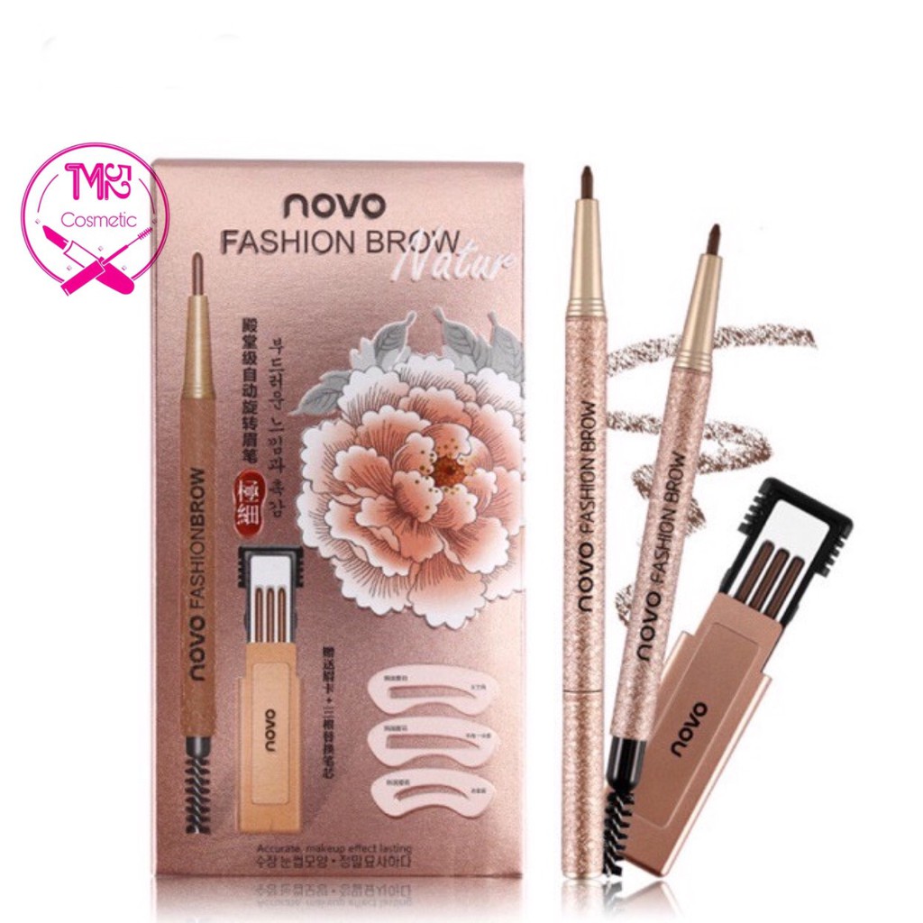 Bộ Chì Kẻ Lông Mày 3in1 Novo Kèm Khuôn + 3 Lõi Phụ Thay Thế | BigBuy360 - bigbuy360.vn