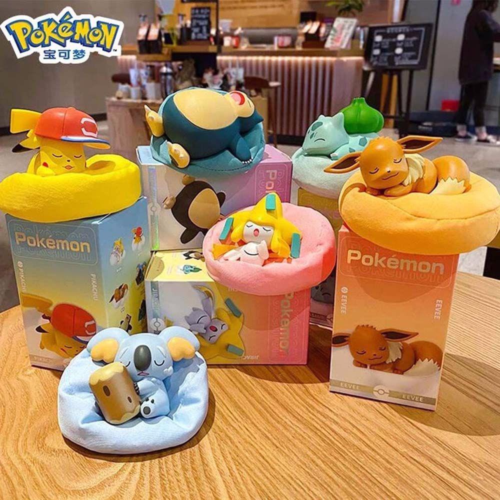 NEDFS Komala Pokemon Figures Toys Jirachi Anime Figure Model Sleeping Pokemon Figure Plush Base Doll Birthday Gift Cute Bulbasaur Tide Starry Dream Series Snorlax Pikachu Ornaments