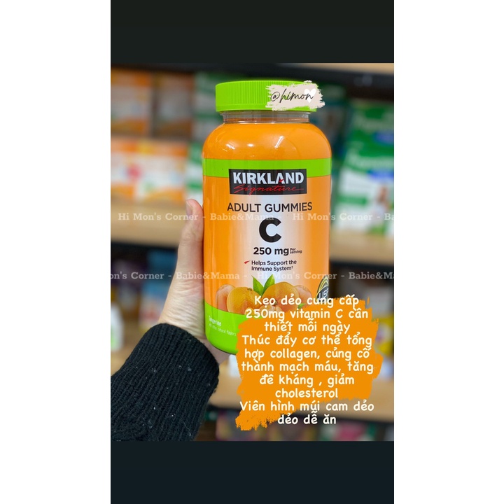 Kẹo dẻo Kirkland Vitamin C 250mg hũ 180 viên dành cho người lớn [ Hàng Air đủ bill ]