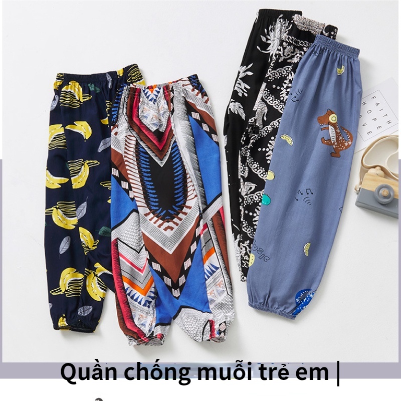 Quần dài phong cách thể thao dáng rộng chống muỗi vải mỏng nhẹ thời trang mùa hè cho bé