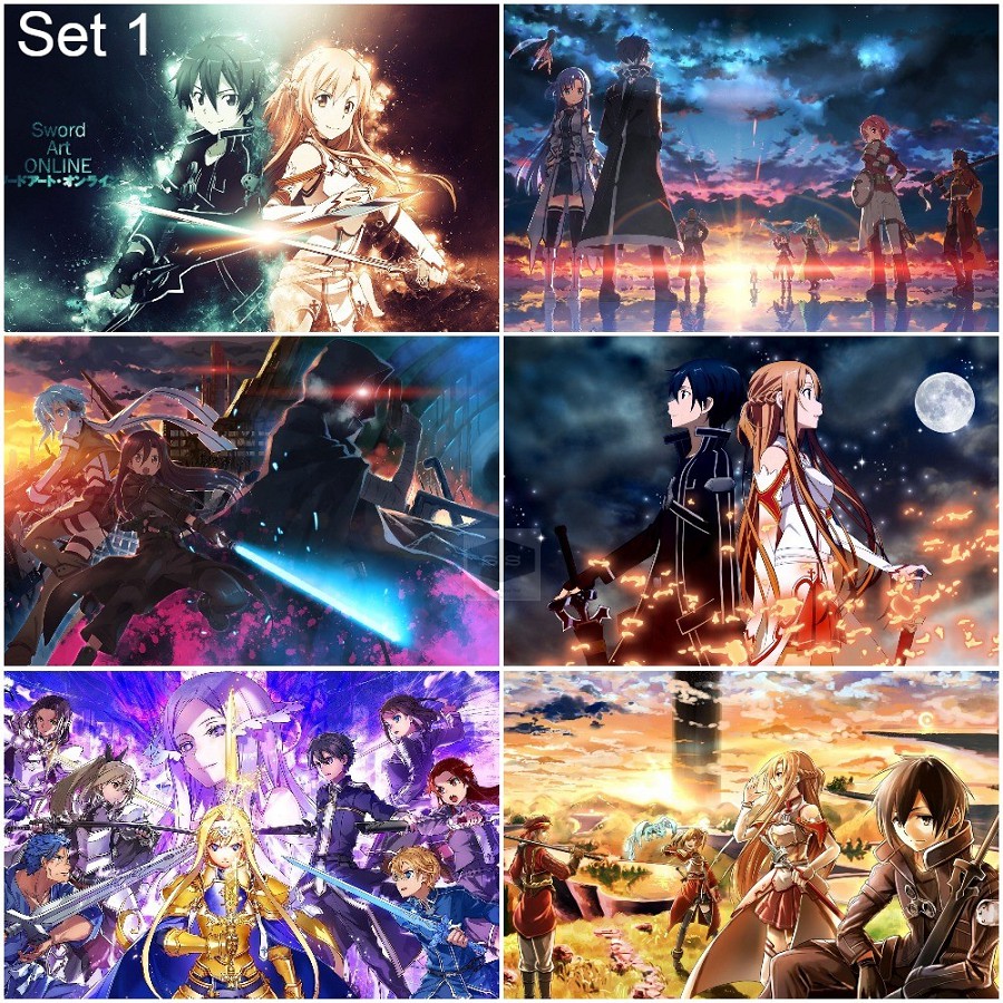 Bộ 6 Áp phích - Poster Anime Sword Art Online - Đao Kiếm Thần Vực (bóc dán) - A3,A4,A5