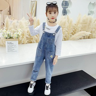☺◐Quần Yếm Thời Trang Xuân Thu Cho Bé Gái♀Quần Jean Cỡ Vừa Thời Trang Cho Bé♀Quần Dài Ống Rộng Phong Cách Phương Tây♀Bộ Quần Áo Mỏng Thời Trang Mùa Thu♀Váy Mùa Thu