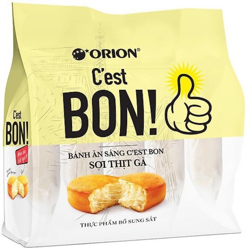 Bánh ăn sáng Cest Bon orion vị sợi thịt gà 85g màu vàng