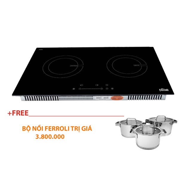 Bếp từ đôi Ferroli ID4000BS - Kính Schott Ceran, 740x450mm, Đen