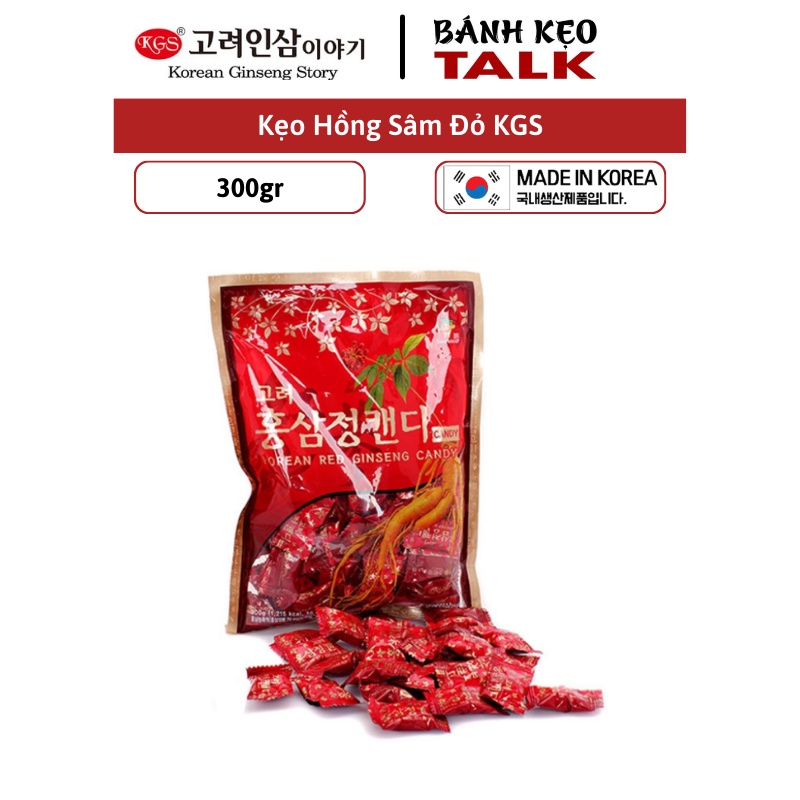 Kẹo hồng sâm đỏ KGS Hàn Quốc có đường bịch 300gr