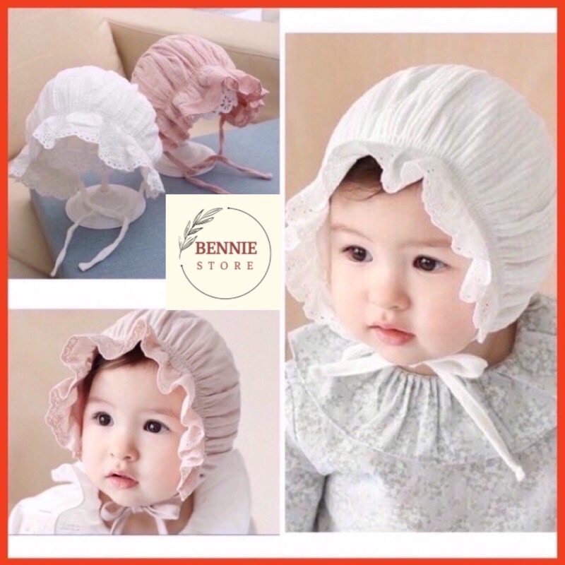 Mũ vải cho bé BENNIE STORE Nón vải kiểu dáng tiểu thư sợi cotton