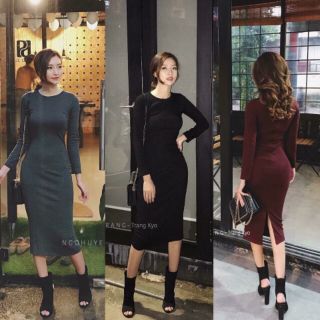 [Video +Ảnh thật ]ĐẦM BODY TAY DÀI DÁNG ÔM