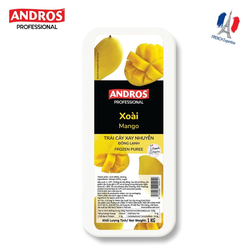 [Chỉ giao HCM] ANDROS - Xoài puree đông lạnh (Mango Frozen Puree) - Trái cây xay nhuyễn - Hộp 1 KG thumbnail