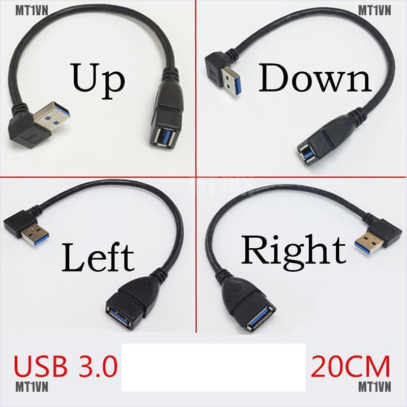 Dây Cáp Mở Rộng Usb 3.0 1 Đầu Đực Sang Đầu Cái 90 Độ