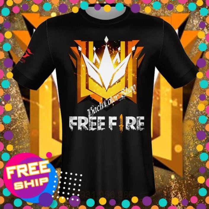 ÁO FREE FIRE[ Xả Kho ] Áo Đen 3D Free Fire Rank Đại Kiện Tướng