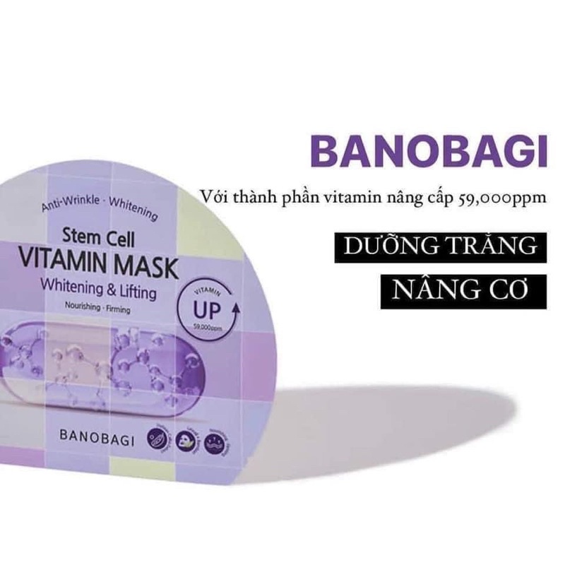 Mặt Nạ Giấy Dưỡng Ẩm Trắng Da Banobagi Stem Cell Vitamin Mask 30ml