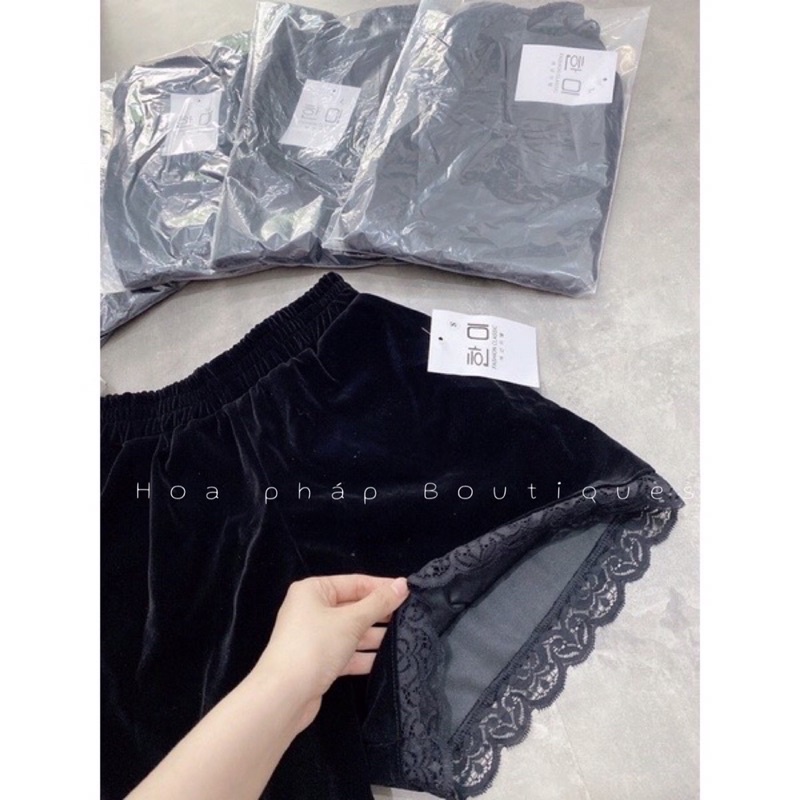 Rẻ Vô Địch  Quần short nhung viền ren nữ siêu đẹp (kèm ảnh thật)