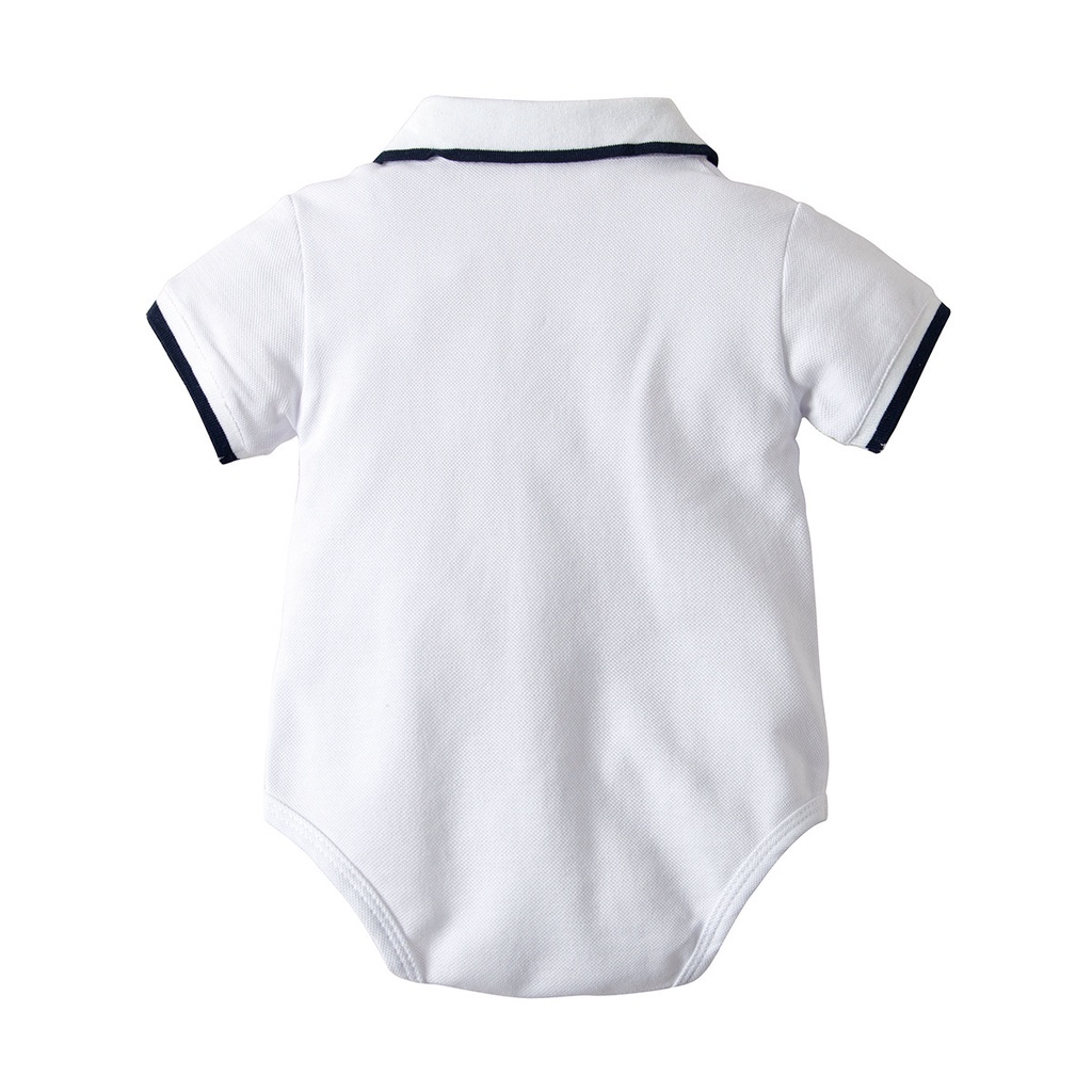 Bộ Áo Liền Quần Tay Ngắn Bằng Vải Cotton Có Cổ Dành Cho Bé Trai 0-24 Tháng Tuổi