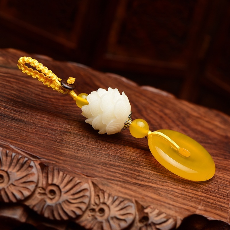 Móc khoá tạo hình hoa sen may mắn phong cách Trung Hoa cổ điển