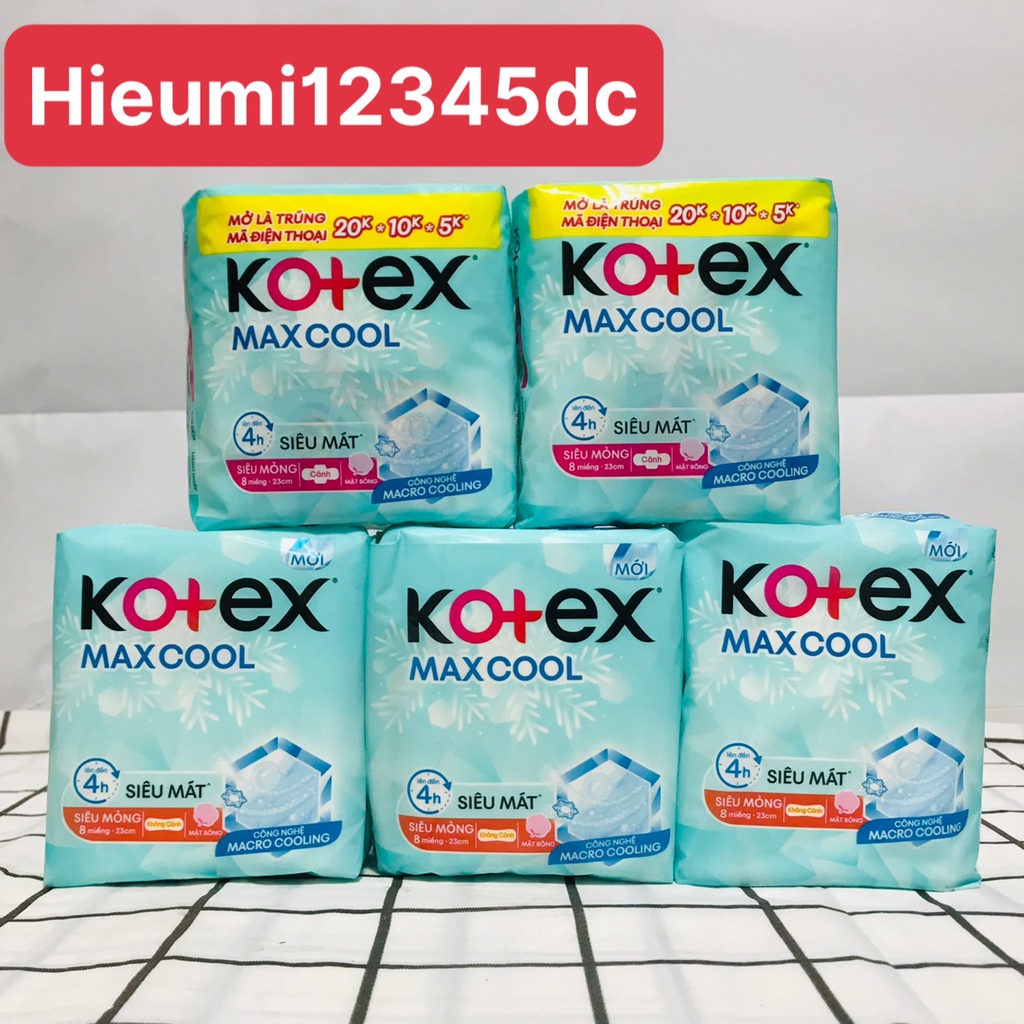 Băng Vệ Sinh Kotex Max Cool Siêu Mỏng Cánh 8 Miếng 23cm