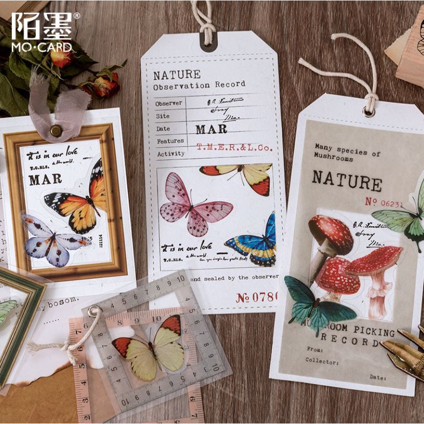 Bộ 45 sticker hình dán thực vật MoCard Collection of everything style Vintage | BSB146