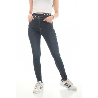 [HÀNG CAO CẤP] Quần jean nữ skinny cạp dây đính cúc đen D6839 [MPVC]