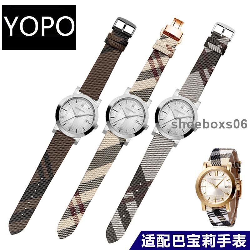 Đồng Hồ Đeo Tay Burberry Bu19384 Với Dây Đeo Da Họa Tiết Kẻ Sọc Thời Trang Cho Nam Nữ