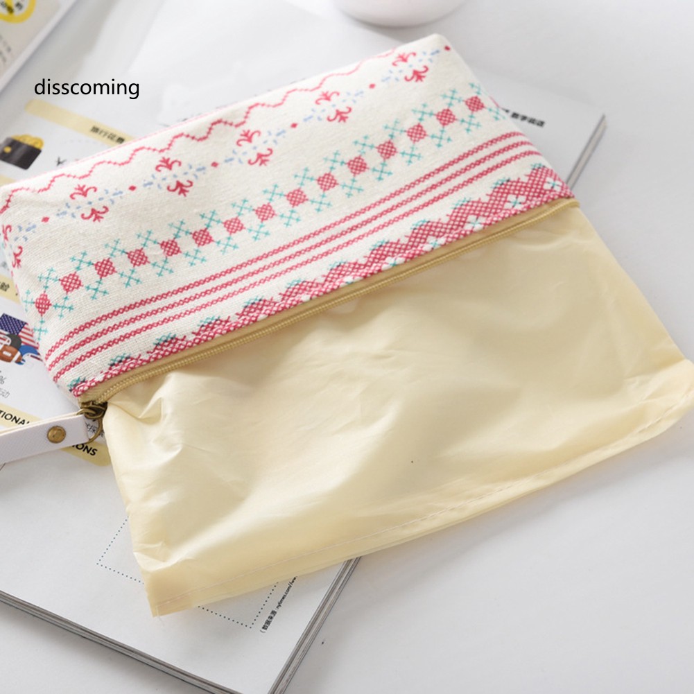 Túi đựng bút bằng vải lanh cotton với họa tiết hoạt hình dễ thương