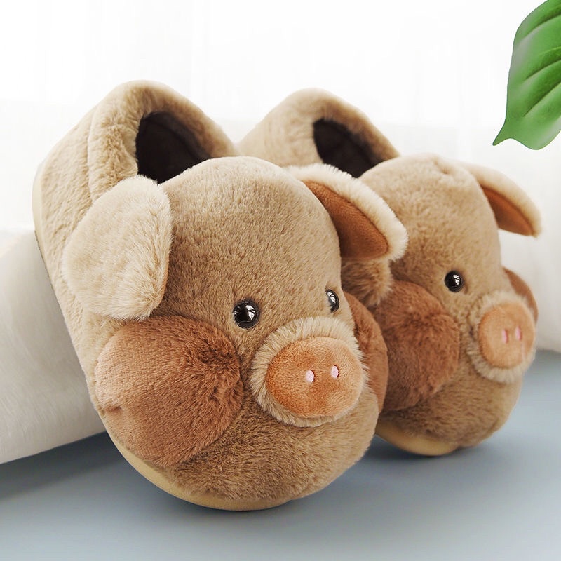 Dép bôn đi trong nhà hình chú heo dễ thương, Dép bông hình chú heo đi trong nhà chống trơn trượt bông kịn và đẹp