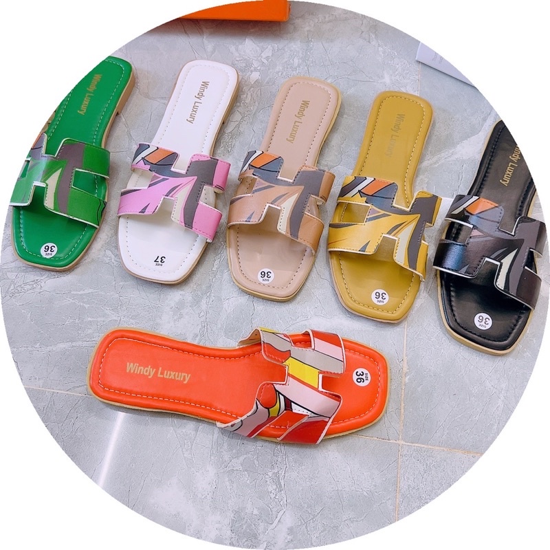 Dép H hoạ tiết 3D đế chống trơn trượt