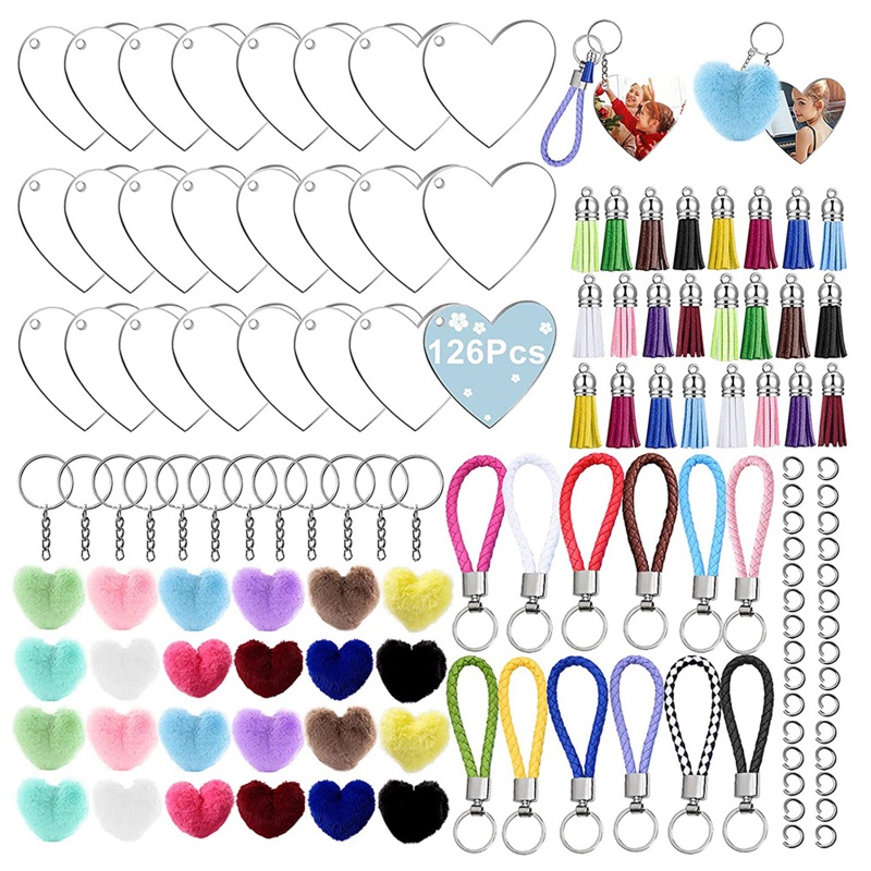 Set 126 Mặt Dây Chuyền Chất Liệu Da Acrylic Trong Suốt DIY