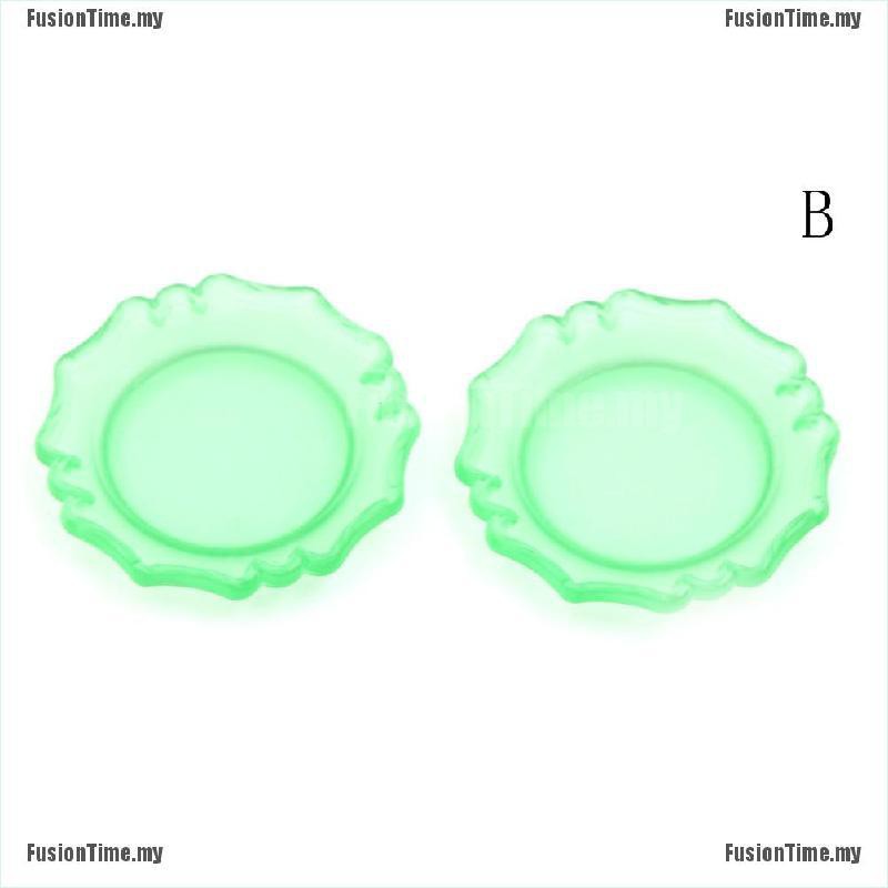 Set 2 Dĩa Tròn Màu Hồng Trang Trí Nhà Búp Bê Tỉ Lệ 1 / 12