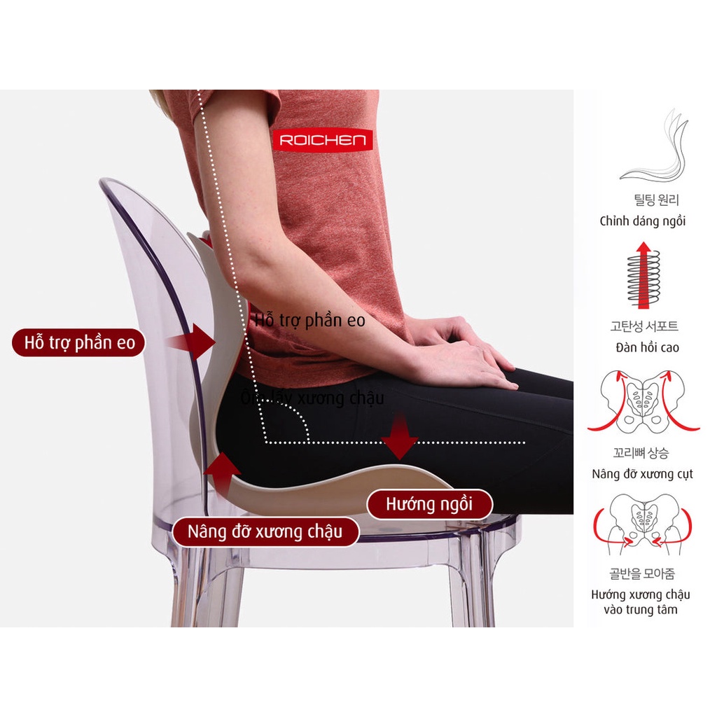 Ghế Công Thái Học Chỉnh Dáng Ngồi Đúng Nữ Roichen Hàn Quốc Chính Hãng