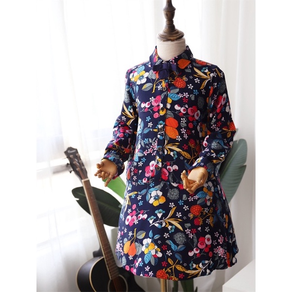 Áo váy bé gái BoBLi 4-10 tuổi  Áo vải hoa phong cách xuất dư 0922