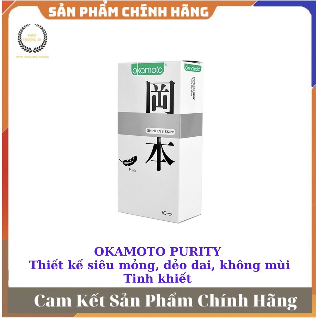 [ GIÁ SỈ ] - Bao Cao Su Okamoto Skinless Skin Purity, siêu mỏng, co giãn dẻo dai, bao Không Mùi Tinh Khiết - Hộp 10 Cái