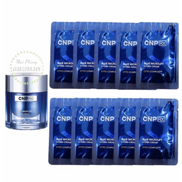 10 gói kem dưỡng cấp nước phục hồi da dầu, mụn CNP rx Blue Microlift hydra cream