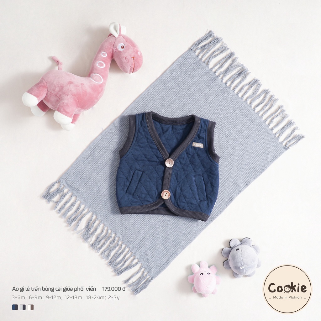 Áo khoác gile trần bông cài giữa Cookie