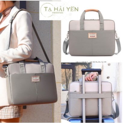 Cặp đựng macboock, laptop văn phòng cao cấp có đai gài hành lý