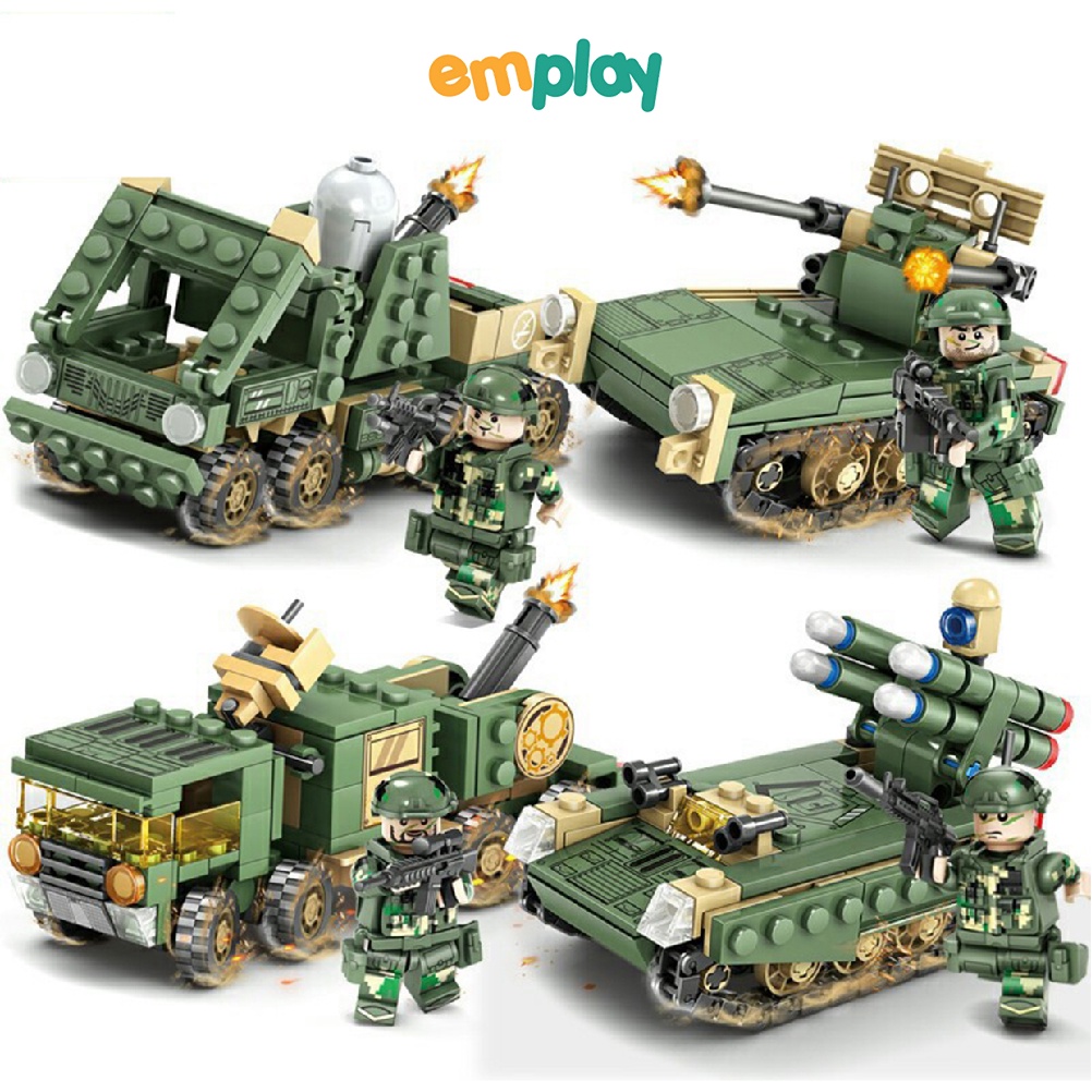 Đồ chơi lắp ráp xếp hình lego mô hình xe quân sự cho bé trai cao cấp Emplay an toàn cho trẻ