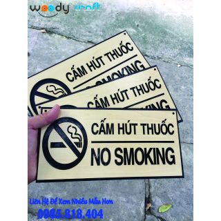 Bảng Gỗ Woody - Cấm Hút Thuốc - No Smoking