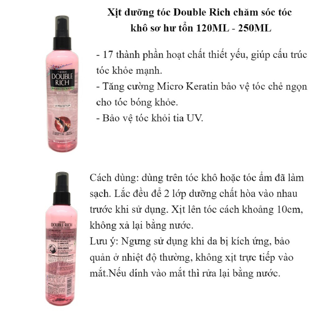 Nước Dưỡng Tóc Chăm Sóc Hư Tổn Double Rich Nutrition Hồng 250ml suu.shop cam kết 100% chính hãng | BigBuy360 - bigbuy360.vn