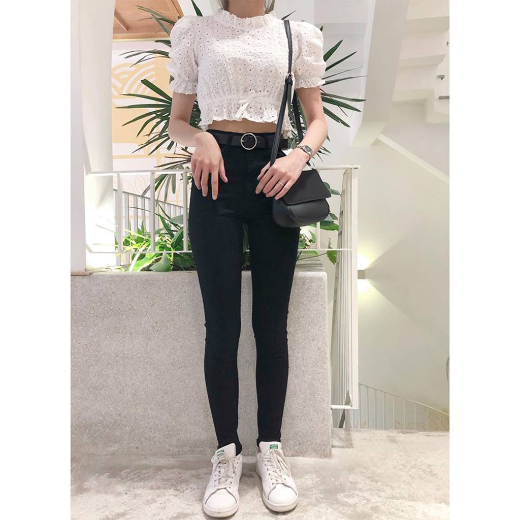 QUẦN JEAN NỮ DÁNG ÔM RÁCH GỐI + TRƠN