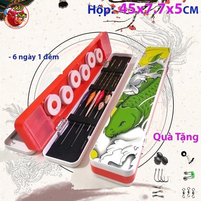 Hộp Phao Đa Năng,Hộp Phao Cá Chép 45cm [6 Phao Ngày, 1 Phao Đêm] Đựng Phao Câu Đài + Tặng Kèm Phụ Kiện