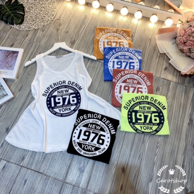 Áo 3 lỗ Hè ‘1976’ thun giấy 5 màu đang HOT- Carotshop trùng