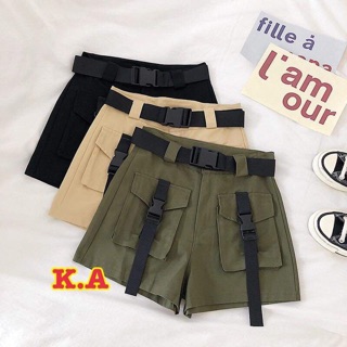 Quần đùi kaki mix thắt lưng khuy cài K&A