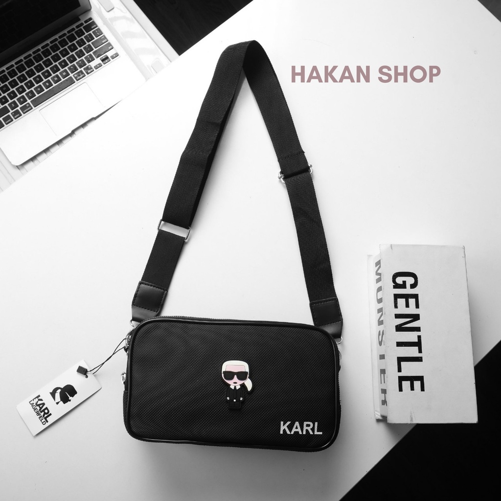 Túi Đeo Chéo Nam Nữ KARL LAGERFIELD 2022 Chất Liệu Da Si Cao Cấp Chống Nước 100%, Size 25cm*15cm*6.5cm