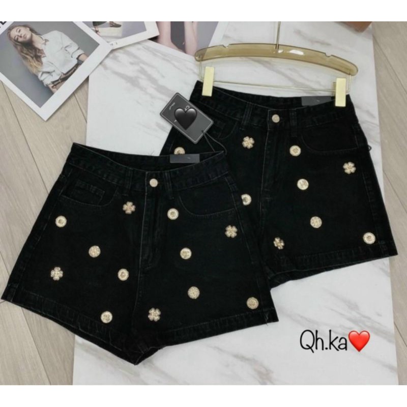 Quần sooc jean đính hoa hàng QCL1
