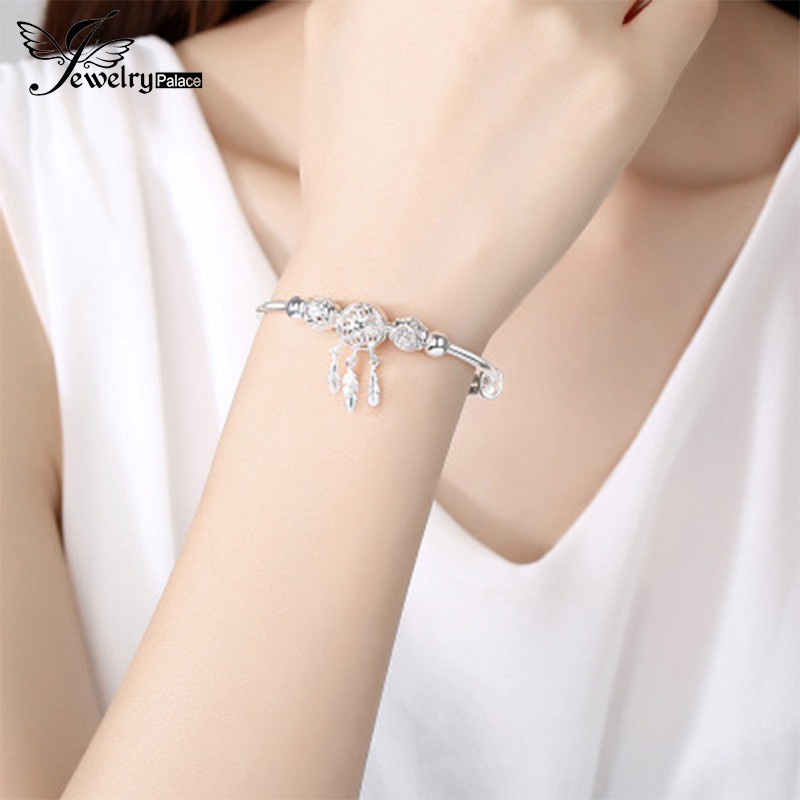 Vòng tay may mắn phối chuông trang sức thời trang bằng bạc 925 cho nữ