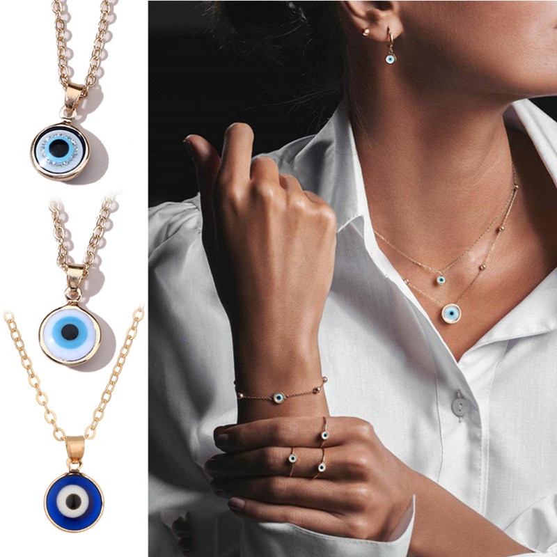 Vòng cổ mặt hình mắt quỷ may mắn phong cách Thổ Nhĩ Kỳ cho nam và nữ