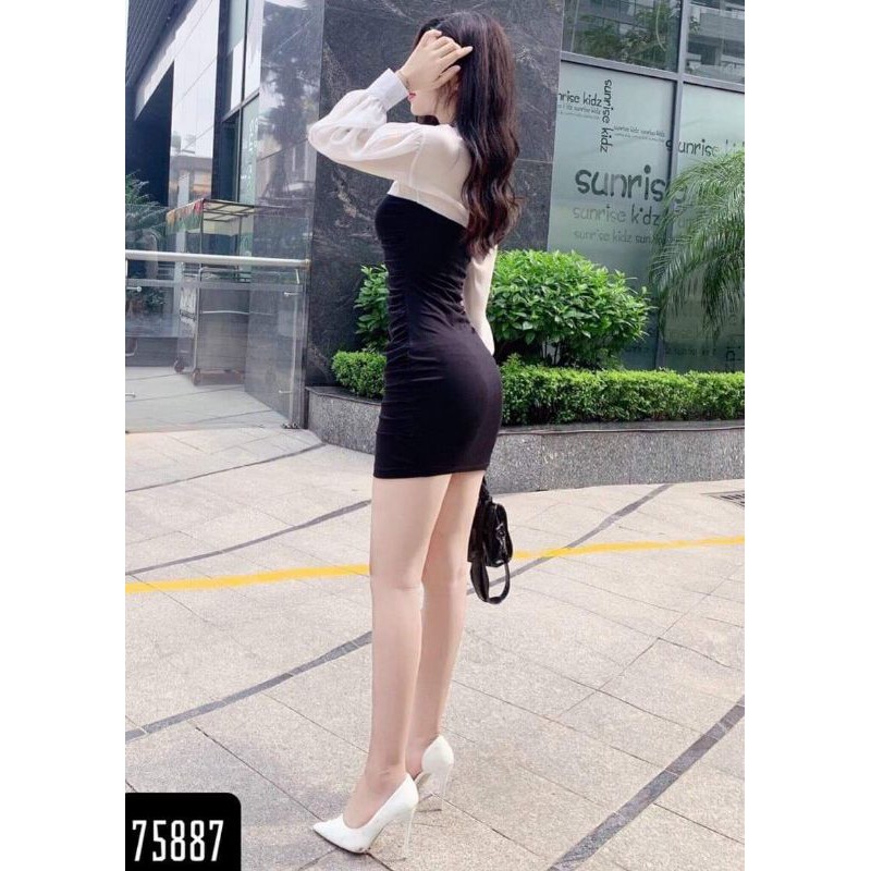 ĐẦM BODY TAY DÀI PHỐI CỔ SƠ MI SANG TRỌNG BIGSIZE 55 ĐẾN 92KG