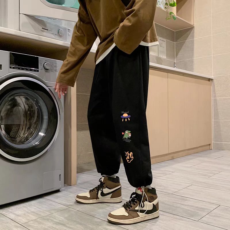 Quần jogger cotton ống rộng phong cách Hàn Quốc thời trang S-3XL