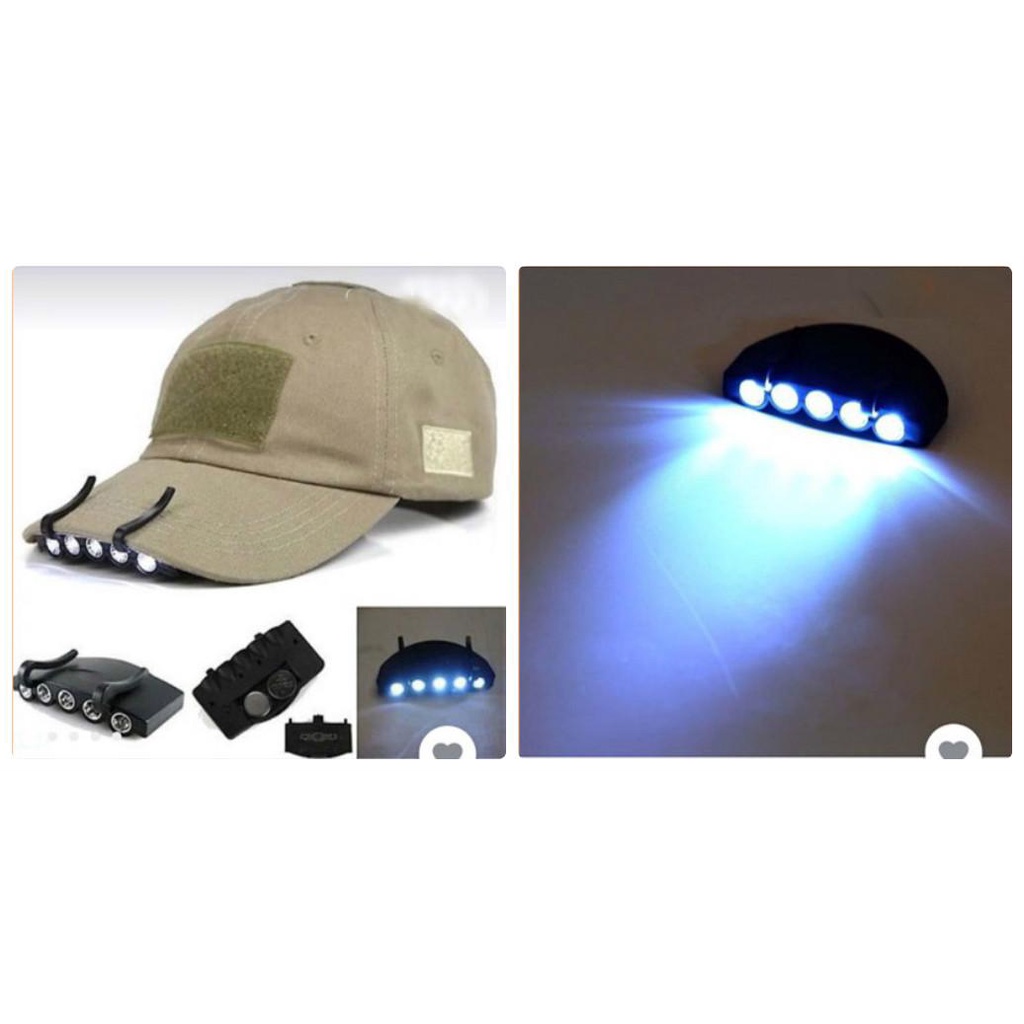 Đèn kẹp mũ lưỡi trai đội đầu 5 bóng